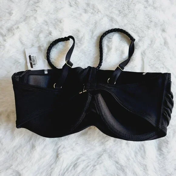 Shade & Shore Women's High Neck Braided Strap Bikini Top (34D) BT7-EA - Picture 3 of 4